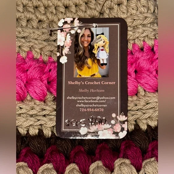 NWT Handcrafted Pink and Tan Crochet Crossbody Bag - Picture 8 of 13